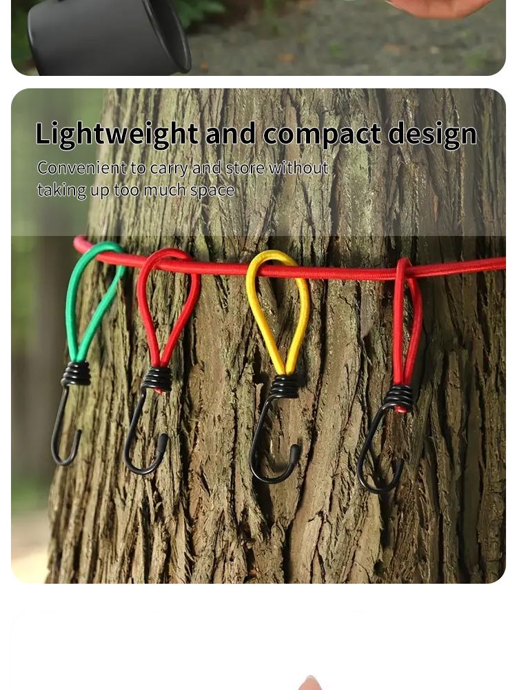 Product Introduction of Camping Tie-Down Kit: Elastic Rope, Hooks & Accessories for Secure Tent & Tarp Setup 7