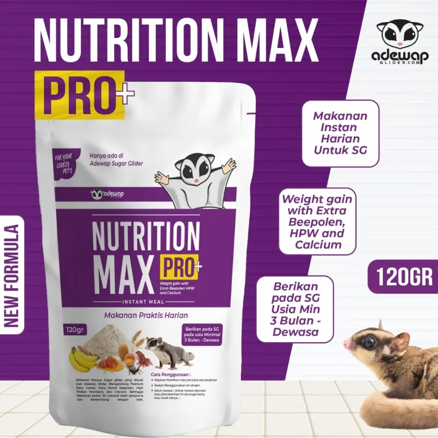 Nutrition Max Pro Plus Makanan Harian Nutrisi Tinggi Sugar Glider
