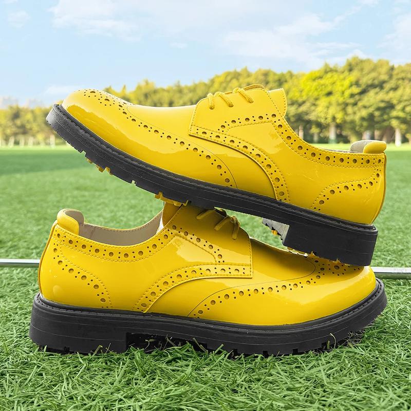 Product Introduction of Professional Business Leather Golf Shoes Block Shoes Glossy Men Spikeless Golf Sneakers Comfortable Walking Footwear for Golfers 4