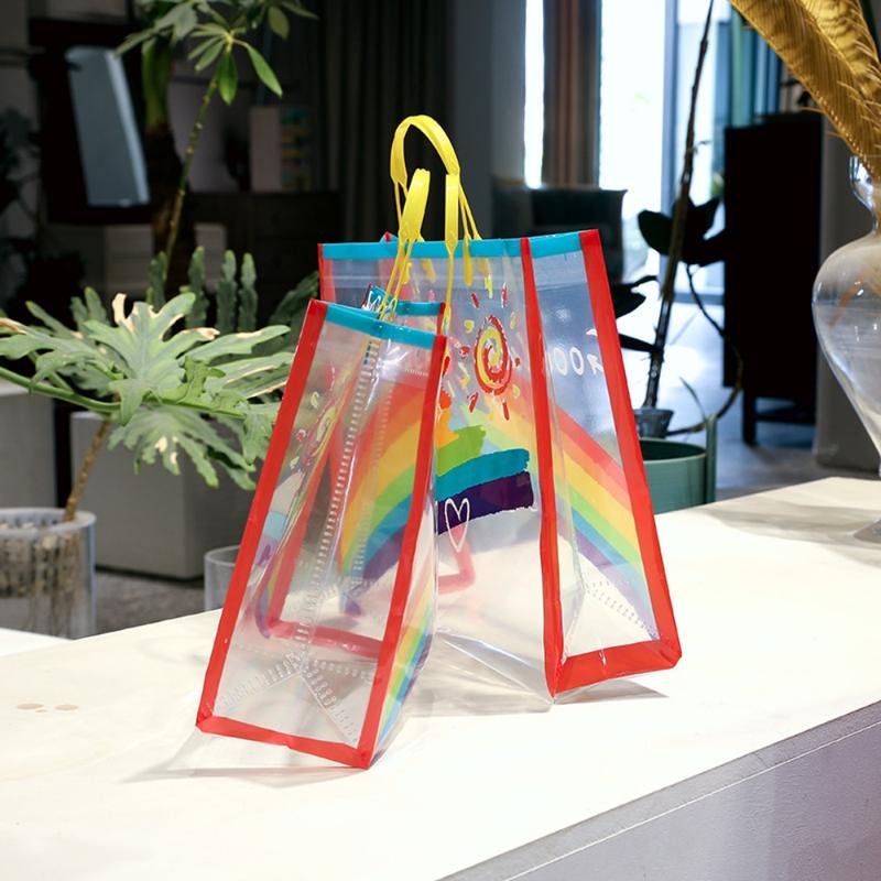 Hot Sale Waterproof Rainbow Shoulder Bag PVC Large Capacity Shopping Tote Bag Handbag Camping 6