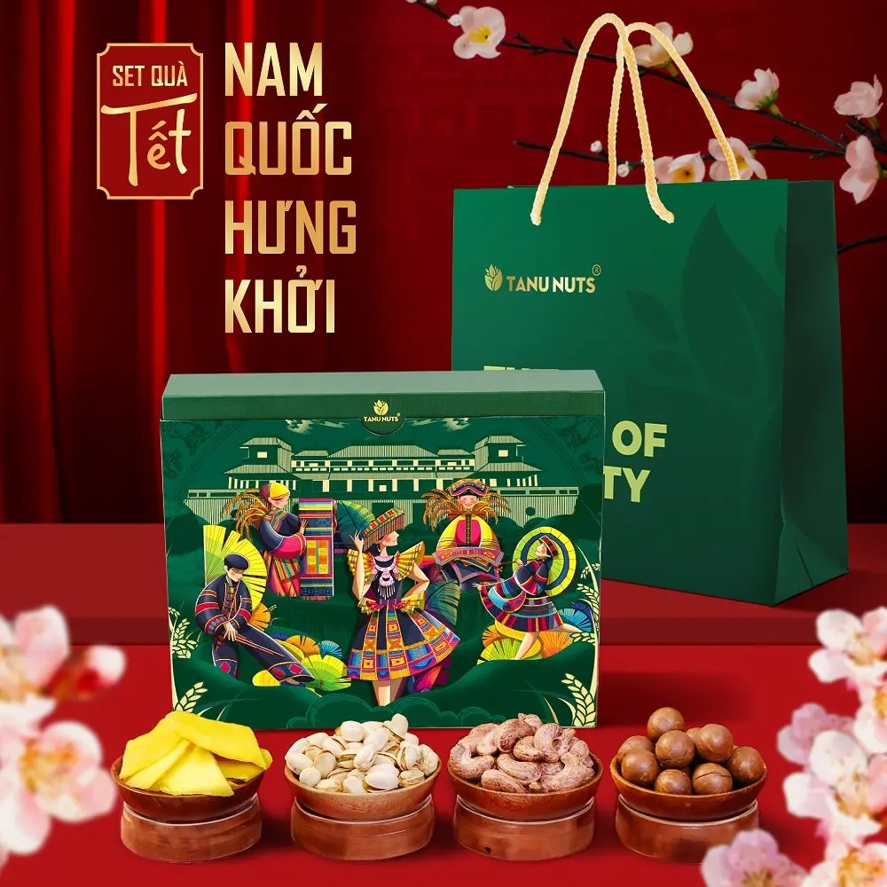 Hộp quà Nam Quốc Hưng Khởi TANU NUTS, set hạt dinh dưỡng sang trọng, Snack Food, quà mang đi biếu tặng Ăn Vặt Thức Ăn, hộp quà tặng, quà tặng doanh nghiệp