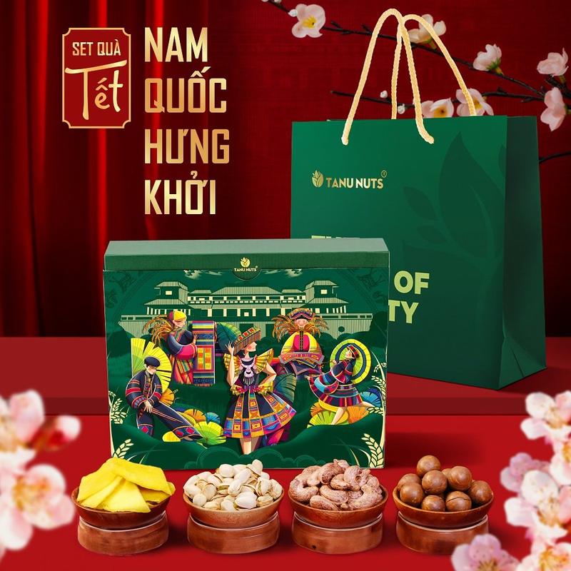 Hộp quà Nam Quốc Hưng Khởi TANU NUTS, set hạt dinh dưỡng sang trọng, Snack Food, quà mang đi biếu tặng Ăn Vặt Thức Ăn, hộp quà Tết, quà tặng doanh nghiệp