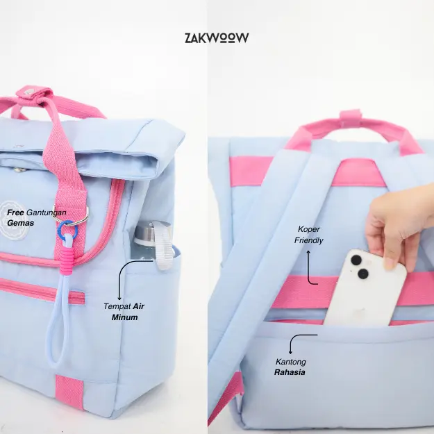 Zakwoowstyle Ruby Backpack FREE GANCI STRAP | Backpack Unisex Multifungsi Bisa di Jinjing 2