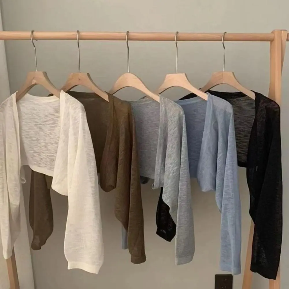 Áo Cardigan Chống Nắng, Bangongin, Dài Tay, Thiết Kế Xếp Ly, Chống Nắng, Làm Bằng Polyester, Áo Khoác Ngắn, Phong Cách Thường Ngày Dành Cho Nữ, Hàng Mới Về