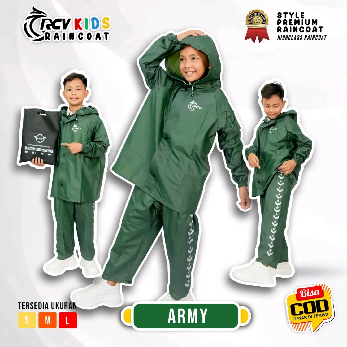 Jas Hujan Anak Setelan Baju Celana Laki laki & Perempuan Raincoat kids Premium Original 100% Mantel