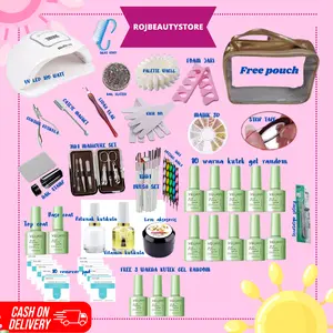 Paket Usaha Nailart Pro 15 Kutek Gel UV LED 120 WATT Aksesoris Cat