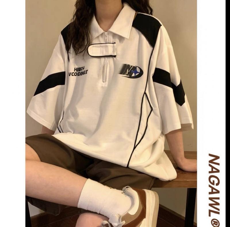 ÁO THUN POLO TAY LỠ chất vải không dày Top Cam