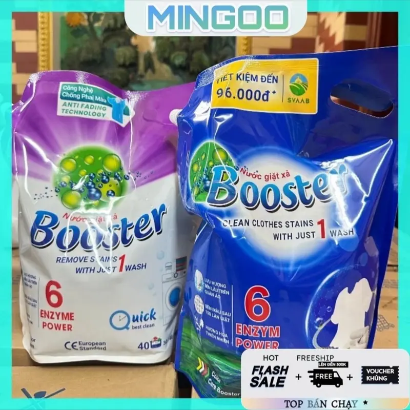 Combo 4 túi 1 Thùng Nước giặt xả Booster 2in1 , Làm Sạch hiệu quả , lưu hương , an toàn với da , không phai màu quần áo 0