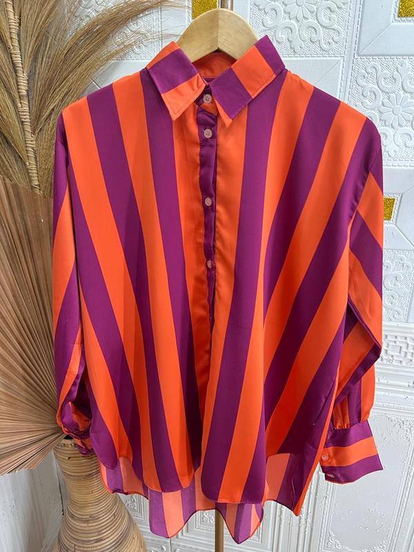 Kemeja Salur Oversize Kemeja Garis Kekinian Atasan Salur Terbaru 5