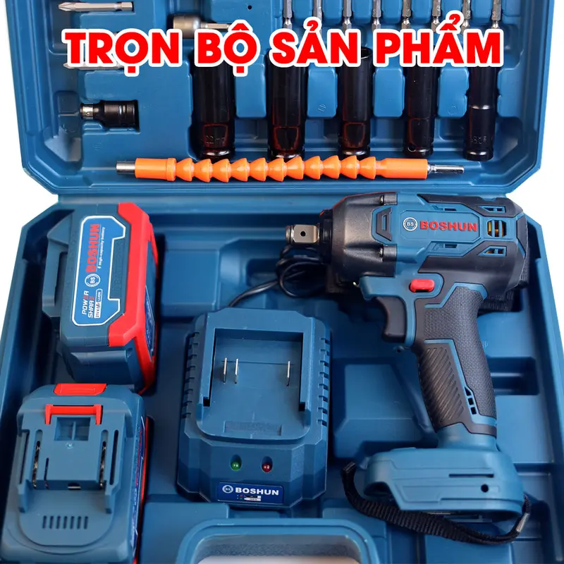 Máy Siết Bulong BOSHUN BS-IW380N Đầu 2 trong 1, Điều tốc 3 cấp, Chế Độ Auto Stop, Lực siết 380N Bảo Hành Chính Hãng 1