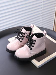 Simple Solid Color Kids Boots, Fashionable PU Leather Boots for Girls, Casual Comfortable Shoes for Daily Wear