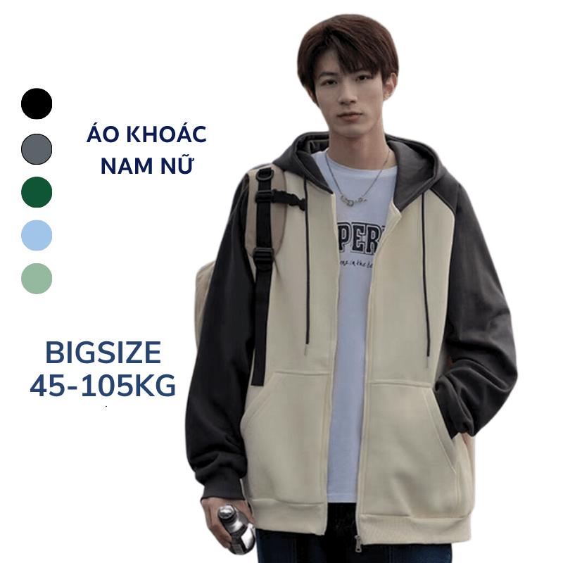  Áo Khoác Raglan BIGSIZE Nam Nữ 40-105KG Trẻ Trung Năng Động Menswear Hoodie Có Túi Dài Tay Tay Dài aokhoac nam 