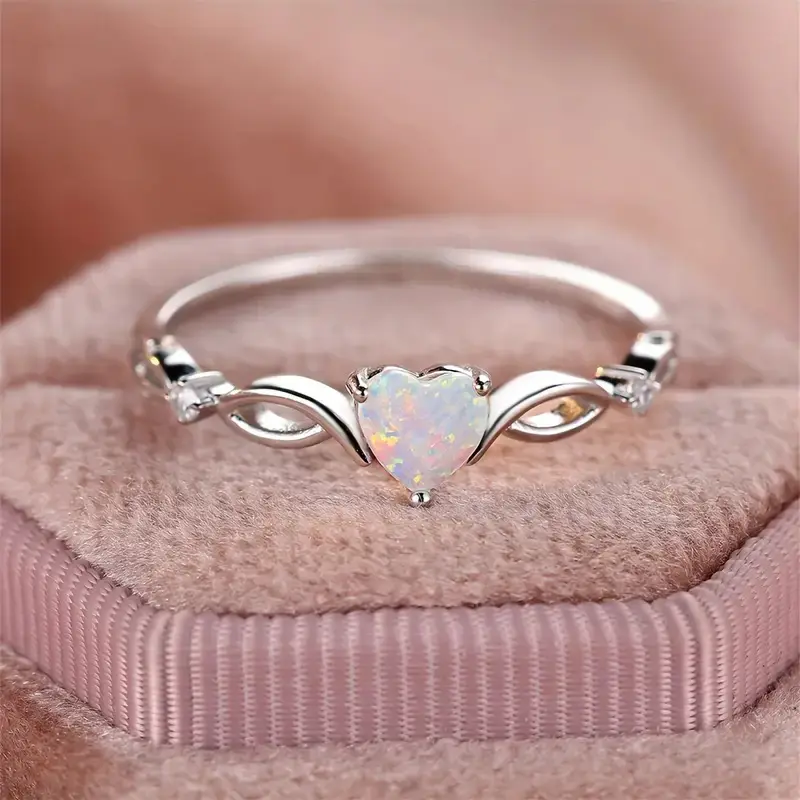 Simple small fresh love ring, fashionable love zircon ring, women's ring, jewelry.
