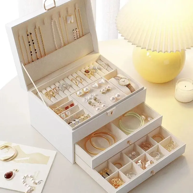 Hộp Đựng Đồ Nhiều Tầng, Hàng Mới Về, Hộp Cài Tóc Trang Sức Bằng vải nỉ Cổ Điển Cho Bông Tai, Nhẫn, Vòng Cổ, Đồng Hồ 1