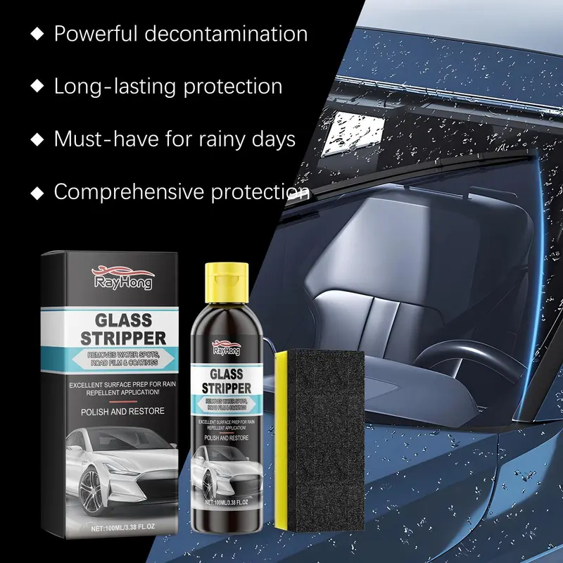 Car Glass Oil Film Cleaner, Car Glass Anti-rain & Anti-fog Cleaner, Car Window Cleaning & Care Fluid, Professional Car Cleaning Tool 4