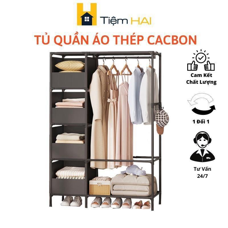 Tủ Treo Quần Áo Bằng Kim Loại TIEM Kệ, Tủ Treo Quần Áo Láp Ráp Tiện Lợi Thông Minh