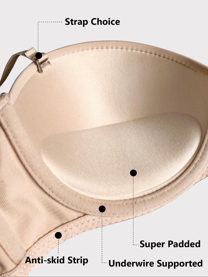 Product Introduction of Women's Solid Underwire Push Up Bra, Casual Adjustable Spaghetti Strap Lingerie Top for Daily Wear, Soft Comfortable Bra for All Seasons 6