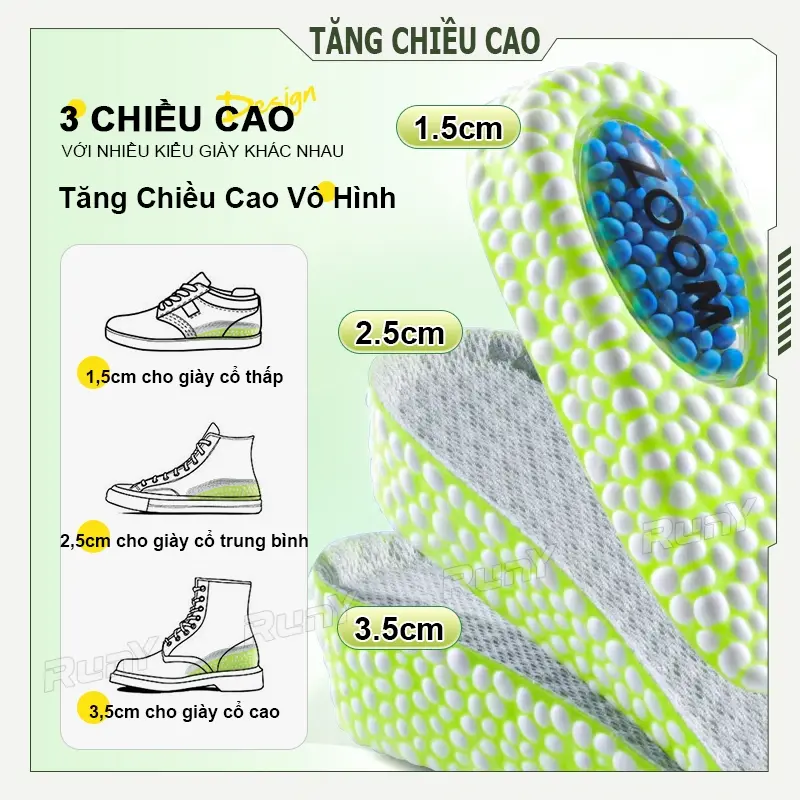 Miếng Lót Giày Tăng Chiều Cao, Đệm Khí, Miếng Đệm Nửa, Chèn Mềm, Thích Hợp Cho Giày Tăng Chiều Cao, Thể Thao, Bóng Rổ, Bảo Vệ Gót Chân độn nam 2