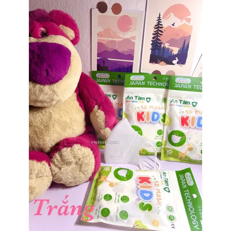 ￼<5D KID An Tâm > Thùng 100 Khẩu Trang Trẻ Em 5D 3 Lớp Kháng Khuẩn cho trẻ từ 2-8 tuổi 4