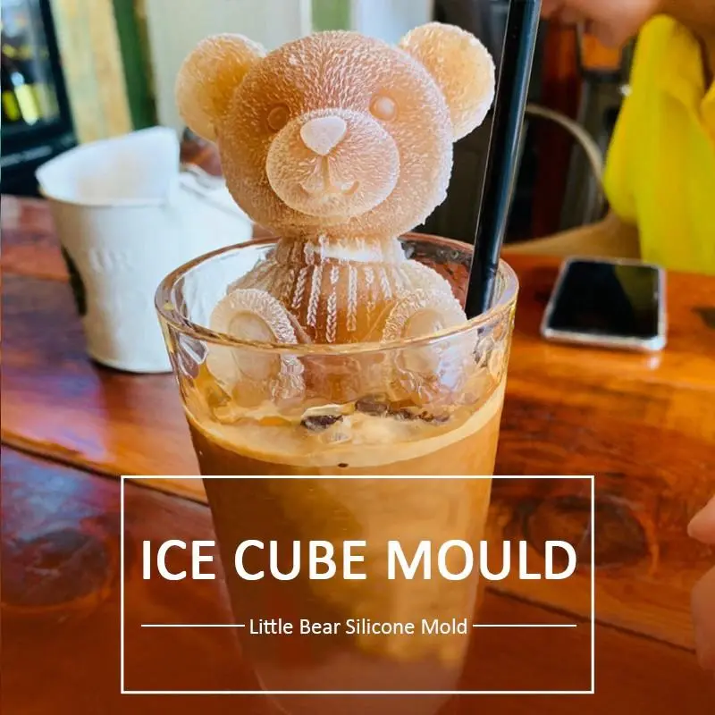 Cetakan Silikon 3D Bentuk Beruang Serbaguna Cetakan Es Batu Little Bear Ice Tray Cetakan Ice Cream Cetakan Jelly Cetakan Cetakan Kue Silicon Kitchenware 3