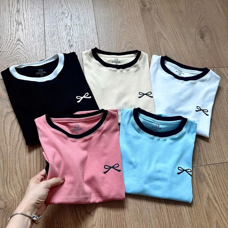 Áo thun Baby Tee nữ in nơ chất borip cotton thấm hút mồ hôi co giãn 4 chiều xịn nhiều màu M177 - Women, Top 8