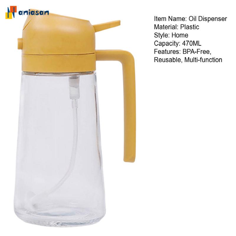 Bình Xịt Dầu, Bình Đổ Dầu Miệng Rộng, Thiết Kế 2 Trong 1 (Aniasan), Bình Xịt Dầu, Thích Hợp Cho Chiên Nước, Salad, Được Làm Bằng Thủy Tinh Không Chứa BPA, Dụng Cụ Nhà Bếp 2