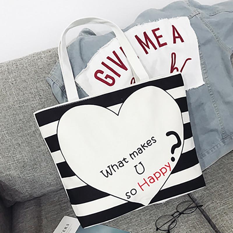  Túi tote nữ vải canvas đi học có khóa miệng vừa khổ A4 túi xách vải đi làm đi chơi đựng laptop sách vở Bag Chữ Nhật 