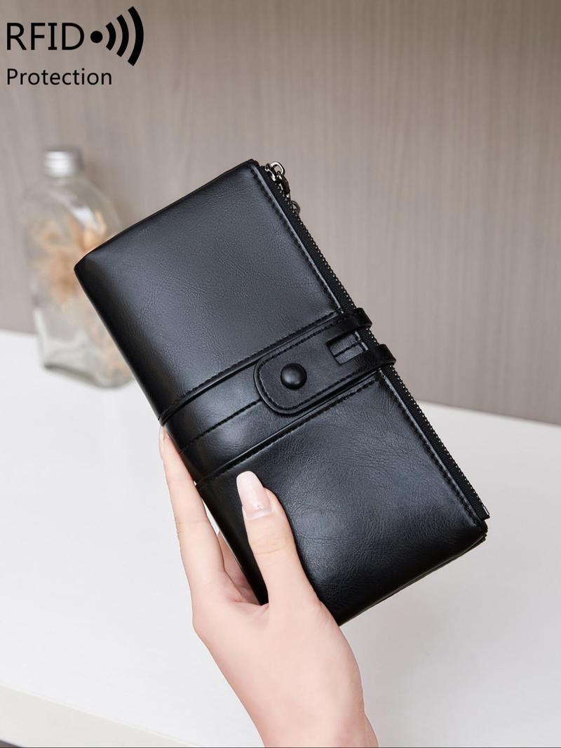 Product Introduction of Women's Solid Color Long Wallet, with RFID Blocking, Fashionable Zipper Wallet for Daily Used, Casual Trendy Versatile High-quality Daily Wallet, Girl Fashionable Shopping Wallet 12