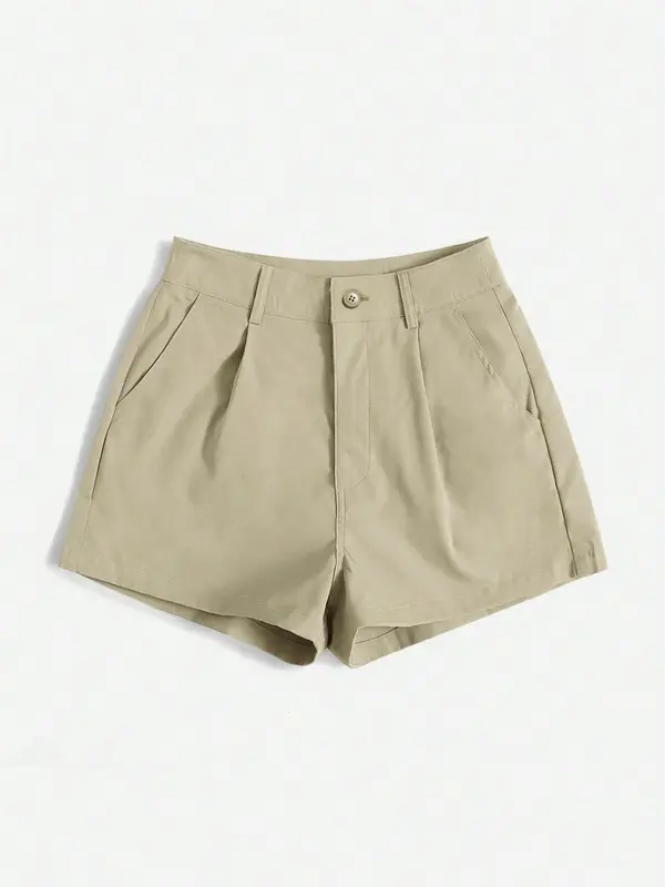 Women's Solid Color Pocket Shorts, Casual Fashion Loose Fit Shorts for Daily Wear, Ladies Bottoms for Spring & Fall 4