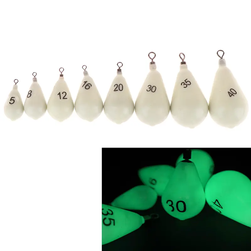 1Pc 30g-150g Luminous Fishing Sinker Fishing Lead Weights Assorted Water Drop Shape Casting For Catfish Rig Surf Fishing