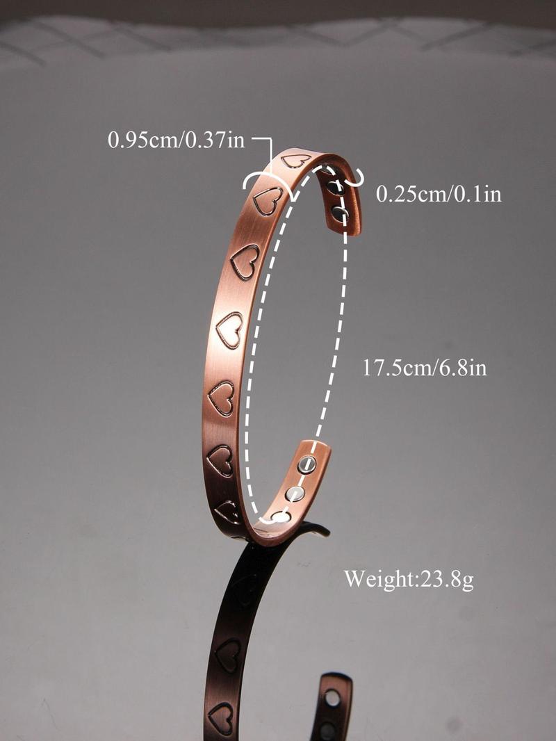 Product Introduction of Women's Street Trend Heart Design Cuff Bangle Bracelet, Trendy Vintage Matching Bracelet, Chic Retro Jewelry As Gift for Girlfriend, Valentine's Day, Gift 1