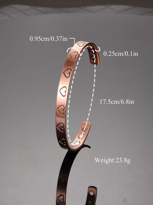 Women's Street Trend Heart Design Cuff Bangle Bracelet, Trendy Vintage Matching Bracelet, Chic Retro Jewelry As Gift for Girlfriend, Valentine's Day, Gift 1