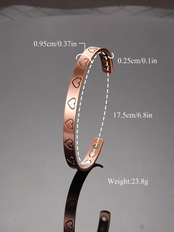 Women's Street Trend Heart Design Cuff Bangle Bracelet, Trendy Vintage Matching Bracelet, Chic Retro Jewelry As Gift for Girlfriend, Valentine's Day, Gift 1