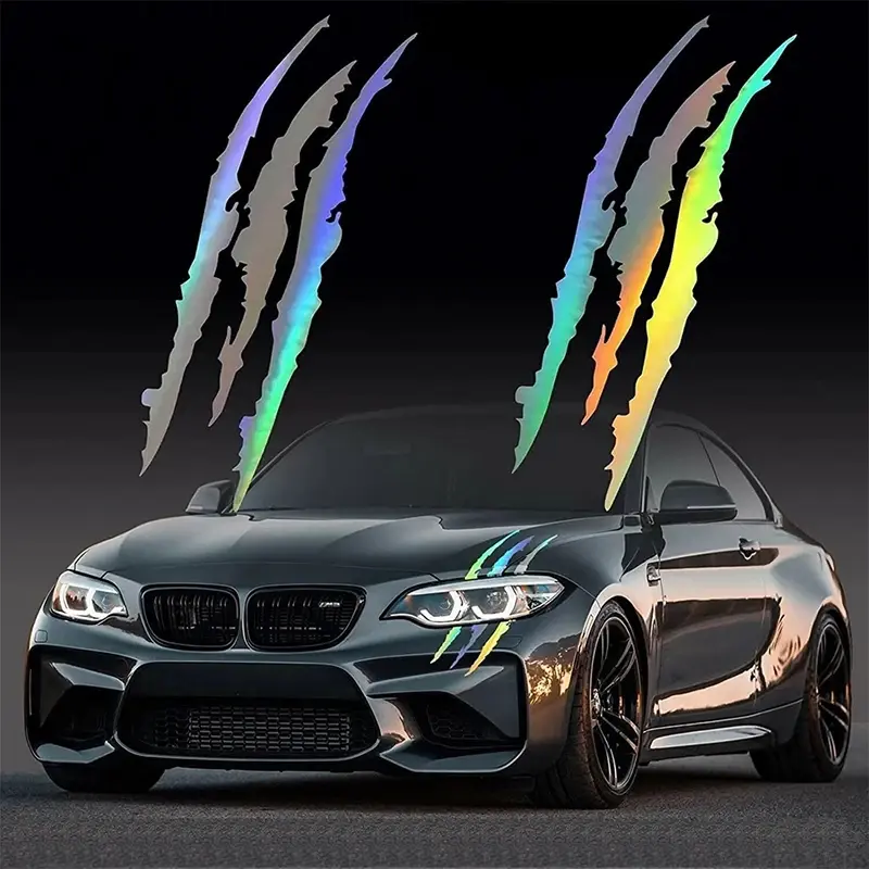 Motorcycle Universal Monster Claw Stickers, Striped Markings, Reflective, Waterproof, Motorcycle Decorative Accessories