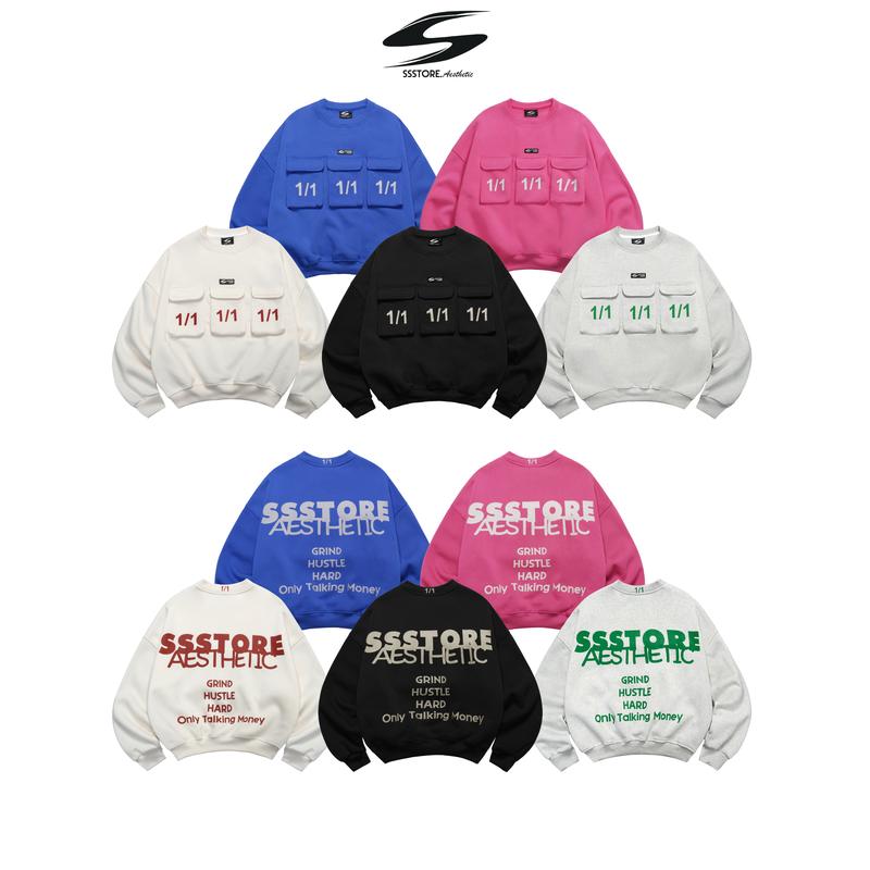 Áo Sweater 3 TÚI Lạ nỉ bông Form Boxy Tay Phồng_SSSTore.Aesthetic Nam Nữ Women Top