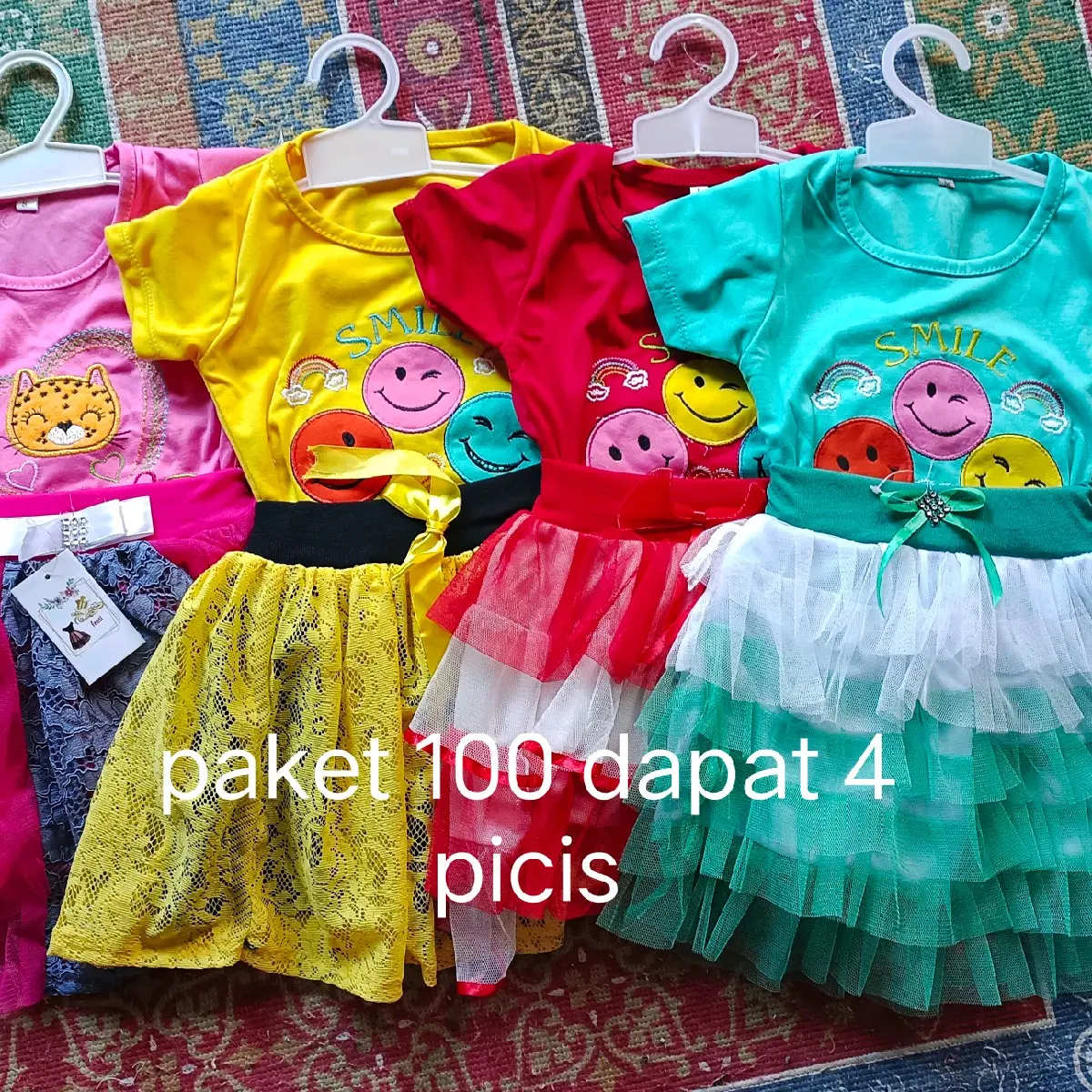 paket set rok tutu+baju 100 dpt 4 usia 1-2 tahun Cewek  Bayi Perempuan