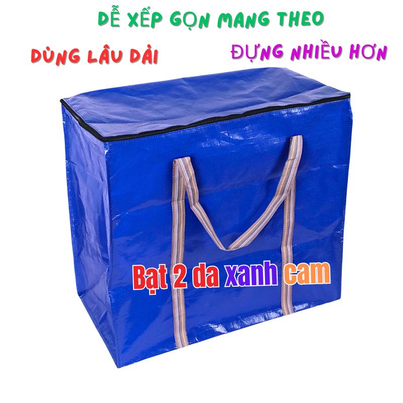 Túi bạt 2 da xanh cam đựng hàng hoá, túi bạt đựng nhiều hành lý đi tàu xe, túi dứa đựng đồ dùng đa năng xếp gọn sử dụng lâu dài (có combo túi tiện dụng)