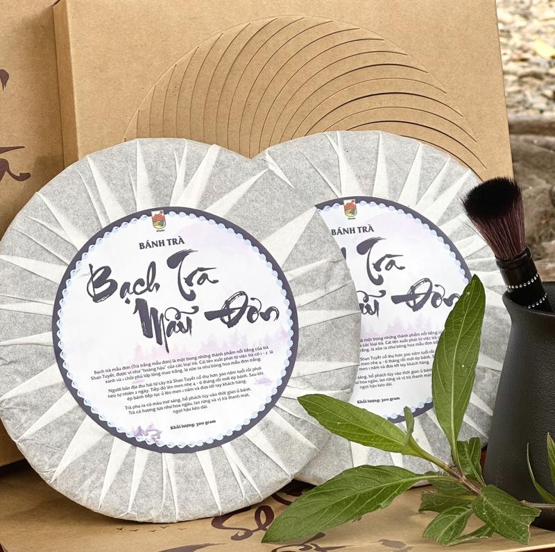 Bánh Trà " Bạch Trà Mẫu Đơn " ( Tặng 100gram Trà Shan Tuyết Cổ Thụ 1 tôm 2 lá ) Nước Trà Chè Chua Tea Sen Nho Hoa Sen