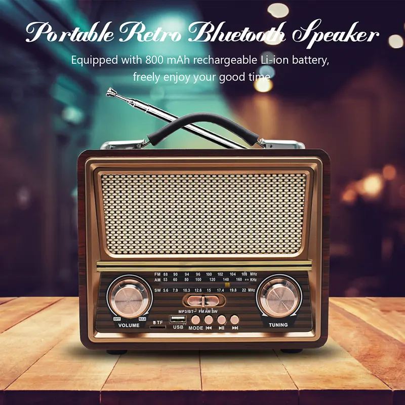 Radio FM/AM/SW MERODITH-2055BT  Bluetooth radio retro kompak Dan Portabel jam antena 1