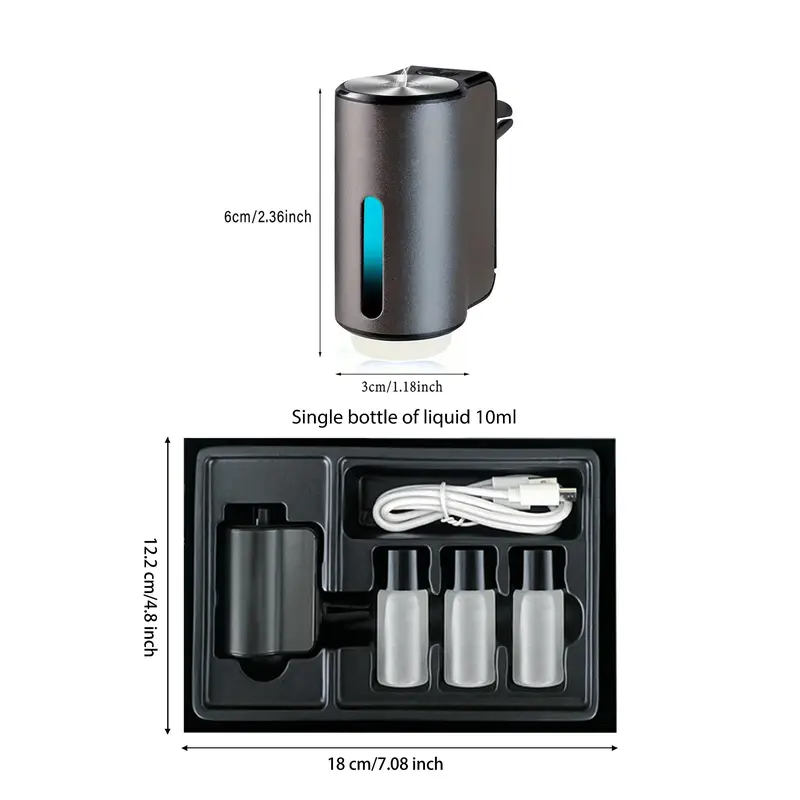 Smart Car Air Freshener, USB Rechargeable Car Aroma Diffuser with 3 Adjustable Modes, Ultrasonic Mist Maker for Car, Home, Office 1