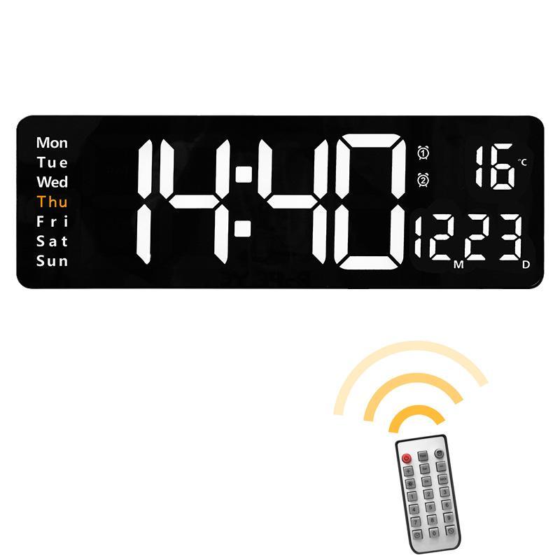 Product Introduction of Digital Wall Clock, Large LED Wall Clock with Remote Control, Big Digits, Auto-dimming, Silent Wall Clock with Date Week Temp Display (Battery Required, Battery Not Included) 0