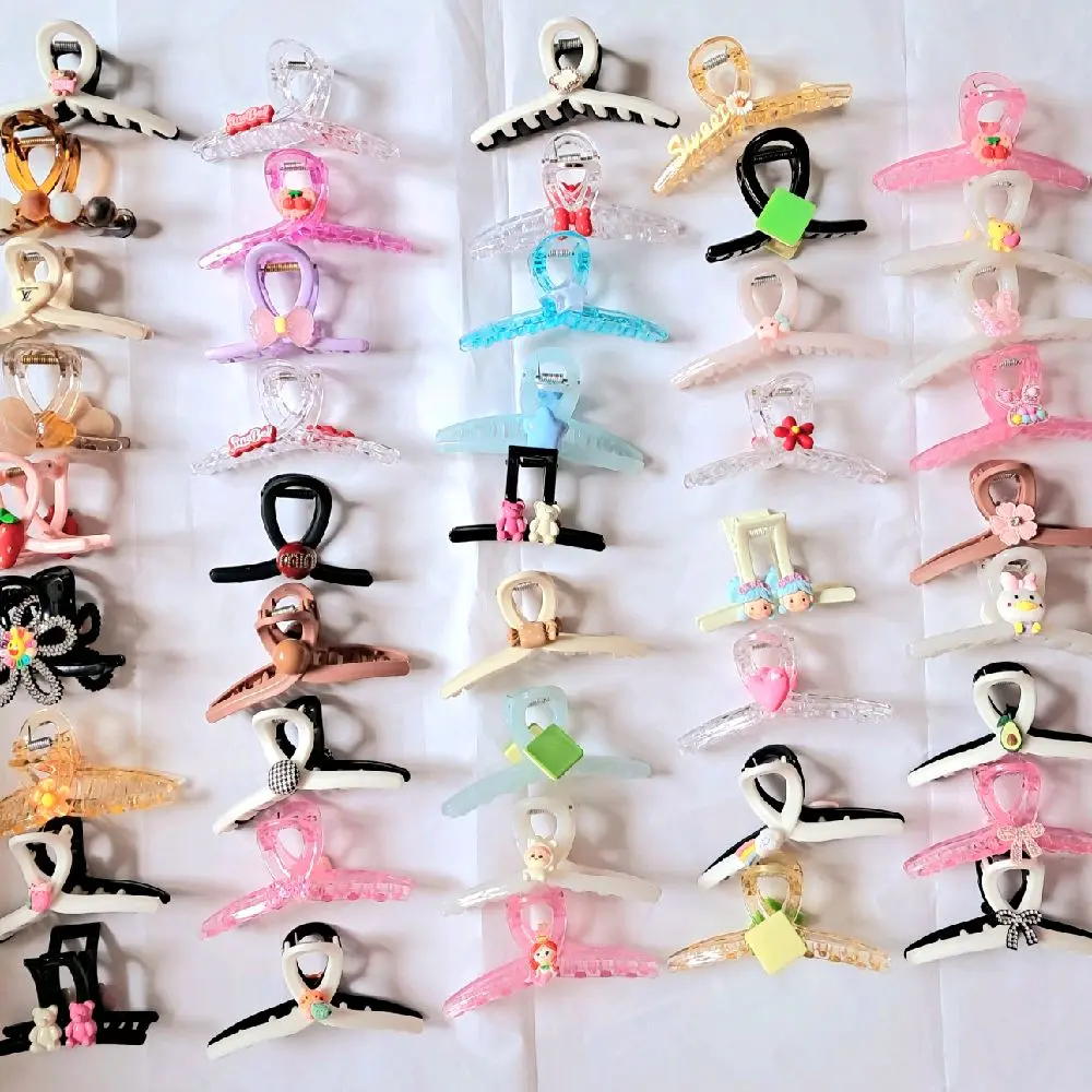 Set 6 12 kẹp ngoạm to đính charm nhiều loại ngẫu nhiên nhựa bền