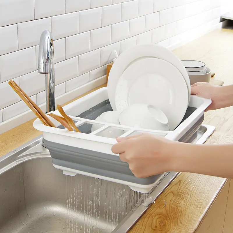 1PC Water Leakage Folding Drain Bowl Tray Rack Plastic Tableware Bowl Chopsticks Storage Box Kitchen Utensils Dish Storage Rack Organiser