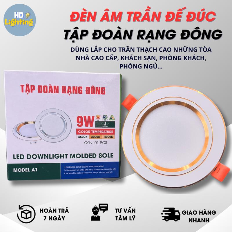 Combo 20 đèn âm trần Tập Đoàn Rạng Đông - Phân loại 7w. 9w và 12w viền vàng, viền bạc 3 chế độ sáng - bảo hành 12 tháng