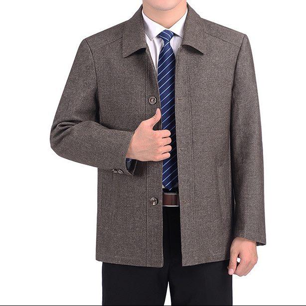 Áo khoác vest nam trung niên màu xám khoác ngoài tạo dáng đẹp Aq013 Menswear Jacket