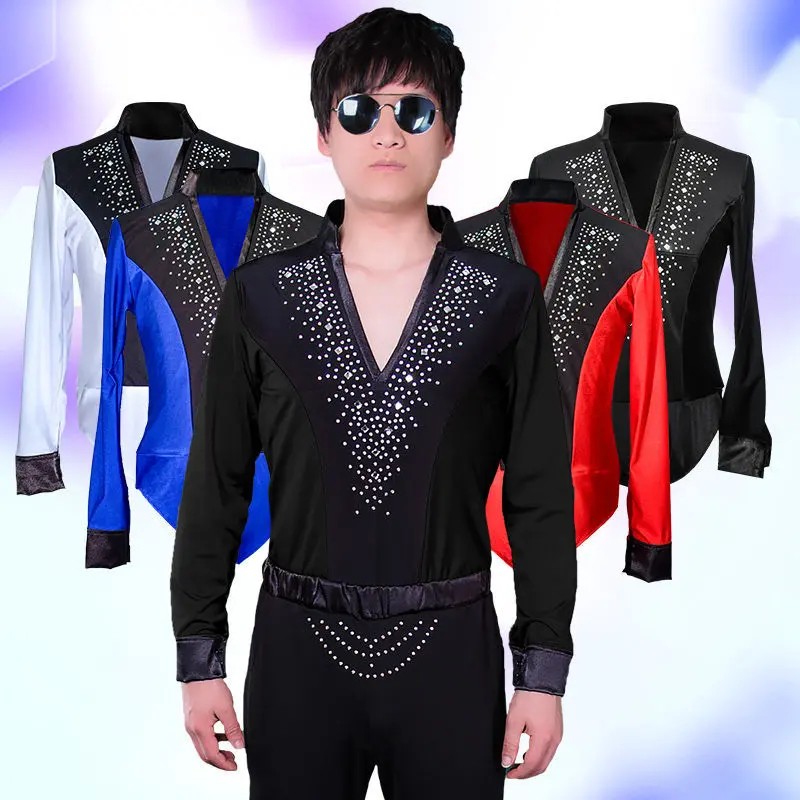 Quần Áo Khiêu Vũ Latin Cho Nam, Hàng Mới Về, Áo, Trang Phục Biểu Diễn Khiêu Vũ Latin Vuông Đi Bộ, Trang Phục Dây Ngược, Váy Khiêu Vũ Cho Nam, Dài Tay 1