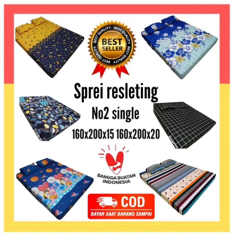 Sarung Kasur Resleting No2 160x200x30 160x200x25 160x200x20 160x200x15 Katun Katun