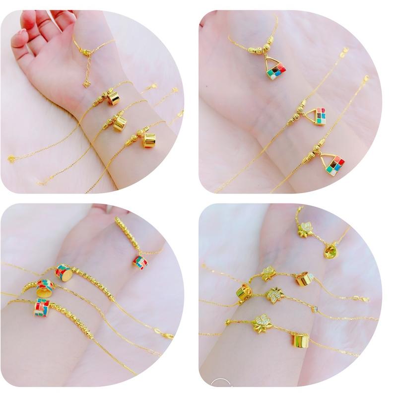 Phụ kiện lắc tay xích bi phối cham nồi cơm mini và cham túi - ni tay từ 15 - 17 cm đeo vừa - tv ngọc huệ 1 vòng pandora