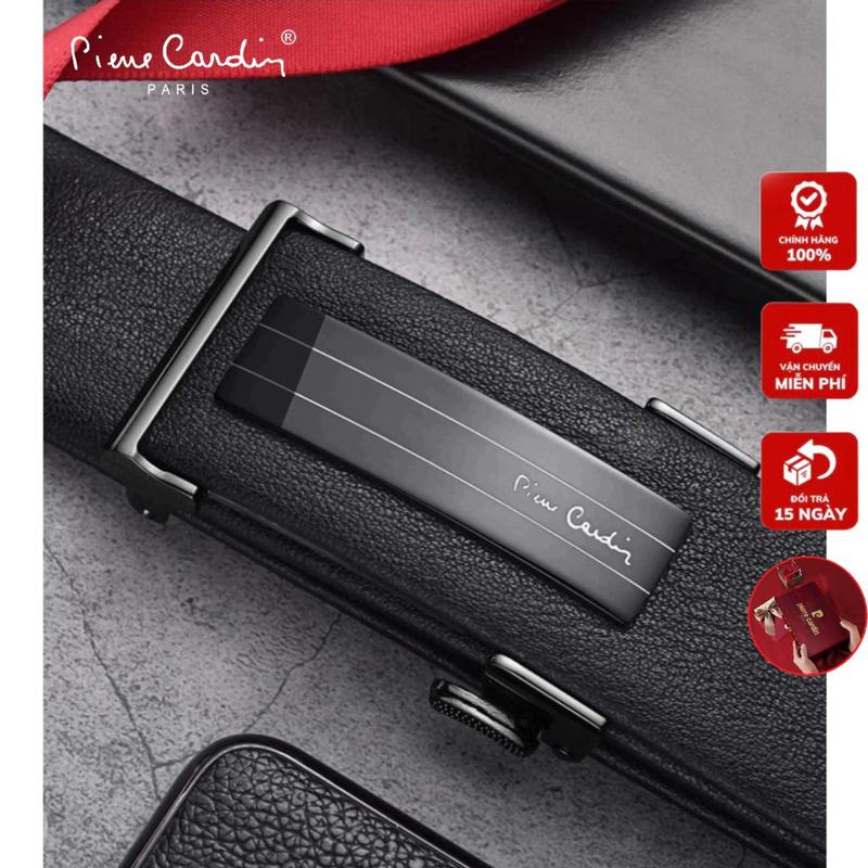 Thắt Lưng Nam Cao Cấp, Dây Nịt Nam Hàng Hiệu Pierre Cardin VIP129 Da Bò Nguyên Tấm, Khóa Tự Động VIP Cao Su