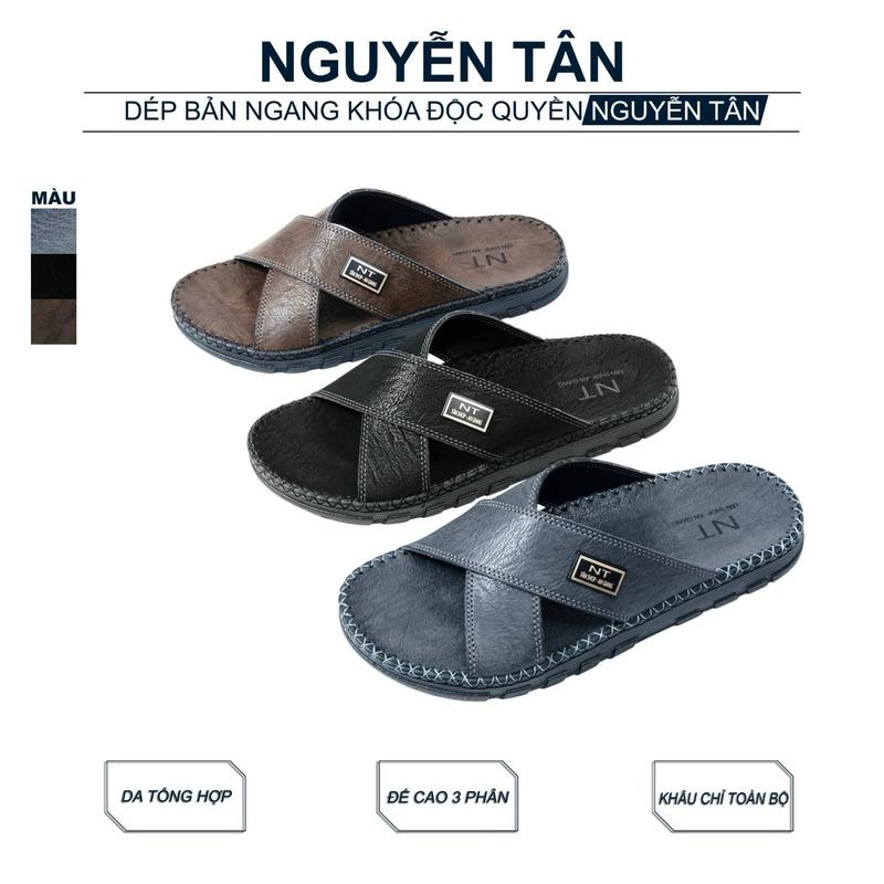 Nguyen Tan Dép Quai Chéo Doctor Dẻo 2024 từ Da Bò Cao Cấp cho Nam Giới Đế Cao Su Đế Bằng Màu Đen Xám Nâu Size 38-44 Chống Nhăn êm Mềm